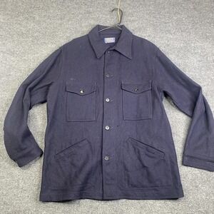 Vintage Pendleton Jacket Mens Large Navy Blue Wool Cruiser Made USA 80s